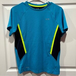 CHAMPION Boy's Athletic Duo Dry Short Sleeve Shirt Top -blue/yellow size L 12-14